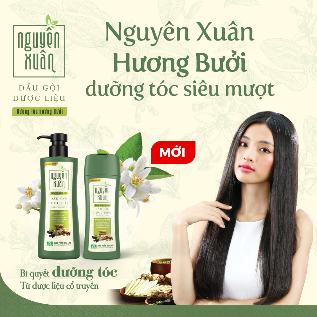 Dầu Gội Dược Liệu Nguyên Xuân Dưỡng Tóc Hương Bưởi 450ml
