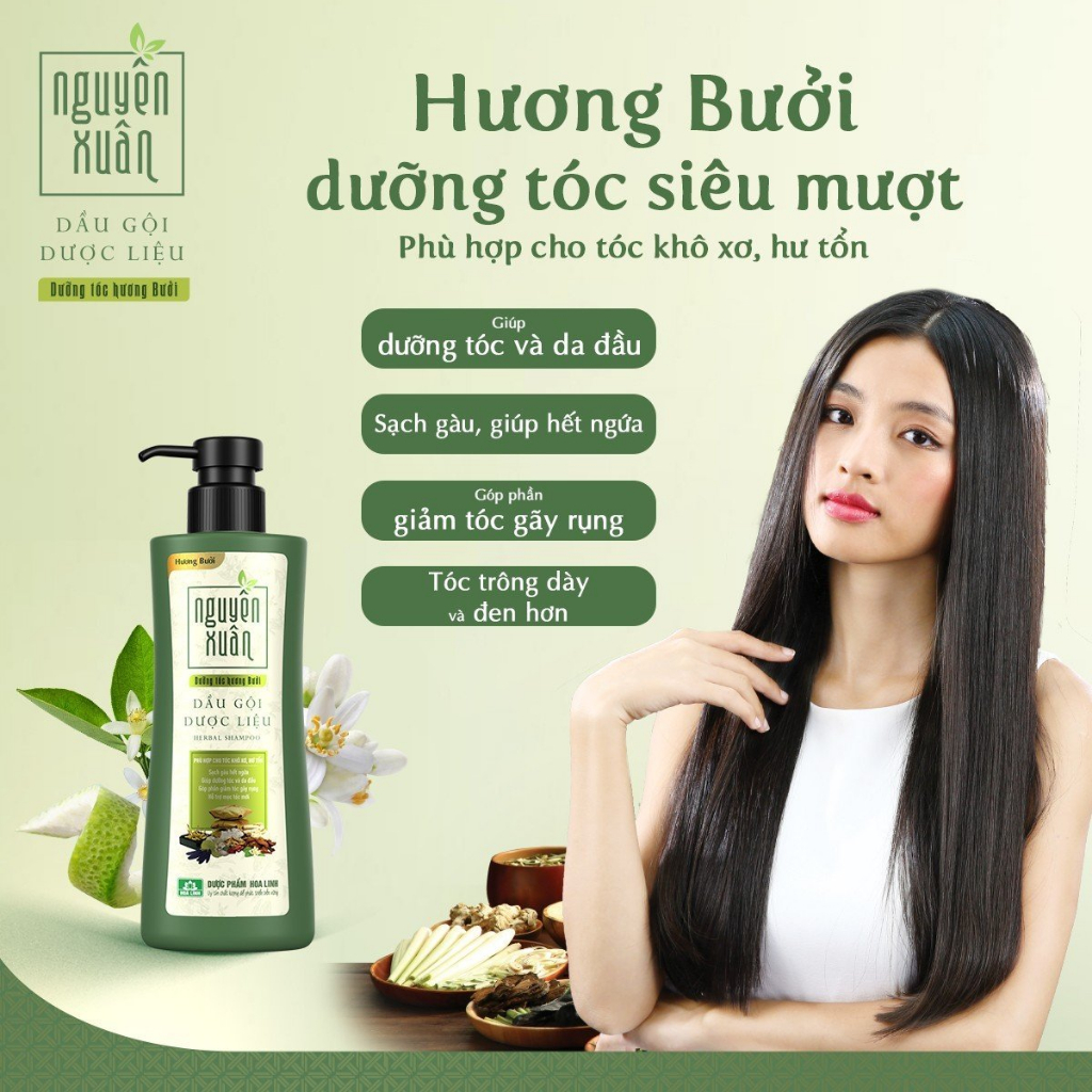 Dầu Gội Dược Liệu Nguyên Xuân Dưỡng Tóc Hương Bưởi 450ml